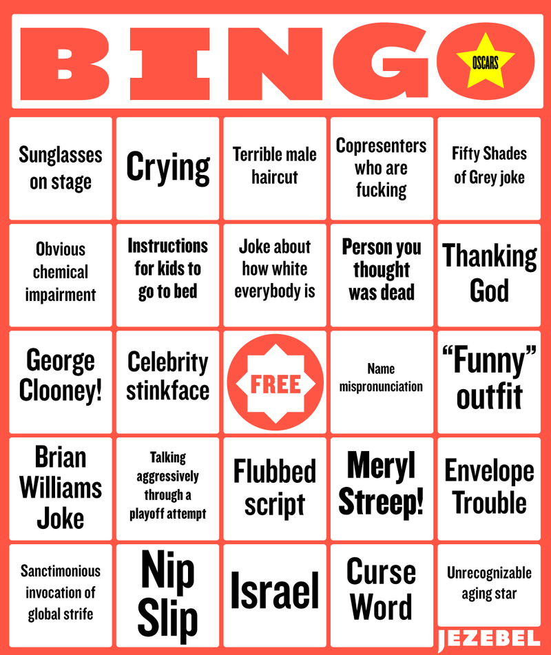Illustration for article titled Didn't Get Nominated This Year? Play Our Oscars Bingo Instead.